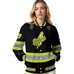 custom los angeles dodgers heartbeat accent black green varsity jacket best selling