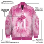 custom los angeles dodgers pink tie dye pink varsity jacket best selling