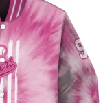 custom los angeles dodgers pink tie dye pink varsity jacket best selling