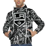 custom los angeles kings brushstroke pattern black windbreaker jacket best selling