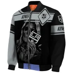 custom los angeles kings reaper hands black bomber jacket best selling