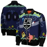 custom los angeles kings spongebob playtime black blue bomber jacket best selling
