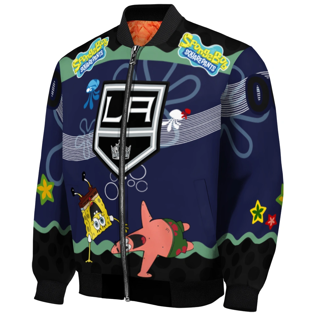 custom los angeles kings spongebob playtime black blue bomber jacket fashion forward custom los angeles kings spongebob playtime black blue bomber jacket fashion forward