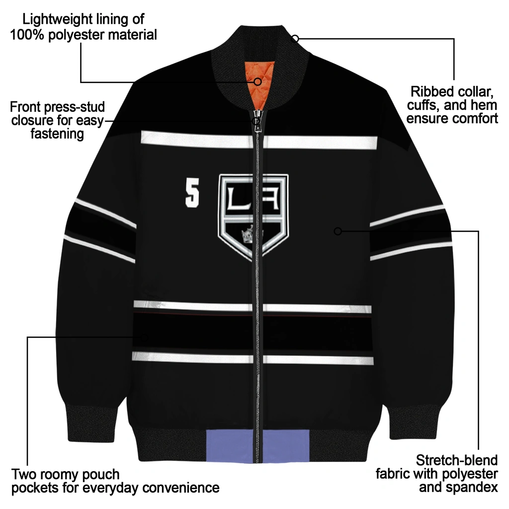 custom los angeles kings stripe statement black bomber jacket new arrival custom los angeles kings stripe statement black bomber jacket new arrival