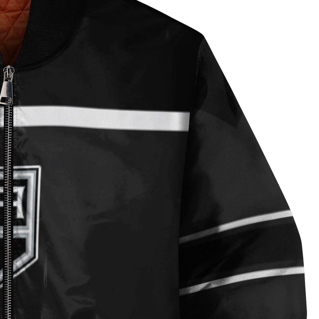 custom los angeles kings stripe statement black bomber jacket premium grade custom los angeles kings stripe statement black bomber jacket premium grade