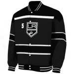 custom los angeles kings stripe statement black varsity jacket best selling