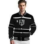 custom los angeles kings stripe statement black varsity jacket best selling