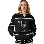 custom los angeles kings stripe statement black varsity jacket best selling