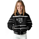 custom los angeles kings stripe statement black varsity jacket best selling