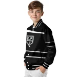 custom los angeles kings stripe statement black varsity jacket best selling