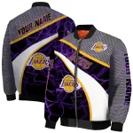 custom los angeles lakers electric flash purple bomber jacket best selling