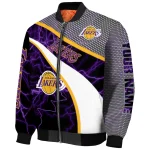 custom los angeles lakers electric flash purple bomber jacket best selling
