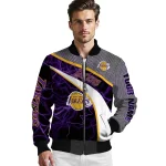 custom los angeles lakers electric flash purple bomber jacket best selling