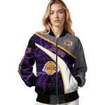 custom los angeles lakers electric flash purple bomber jacket best selling