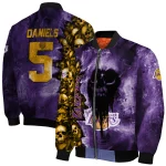 custom los angeles lakers skull cluster purple bomber jacket best selling