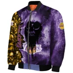custom los angeles lakers skull cluster purple bomber jacket best selling
