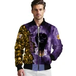 custom los angeles lakers skull cluster purple bomber jacket best selling