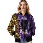 custom los angeles lakers skull cluster purple bomber jacket best selling