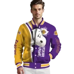 custom los angeles lakers snoopy head purple varsity jacket best selling