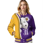 custom los angeles lakers snoopy head purple varsity jacket best selling