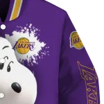 custom los angeles lakers snoopy head purple varsity jacket best selling