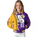 custom los angeles lakers snoopy head purple varsity jacket best selling