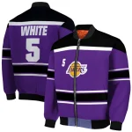custom los angeles lakers stripe statement purple black bomber jacket best selling