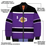 custom los angeles lakers stripe statement purple black bomber jacket best selling