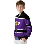 custom los angeles lakers stripe statement purple black bomber jacket best selling