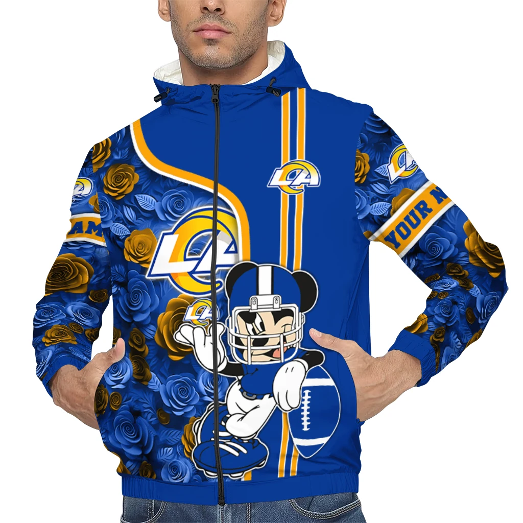 custom los angeles rams football micky mouse blue windbreaker jacket top rated custom los angeles rams football micky mouse blue windbreaker jacket top rated