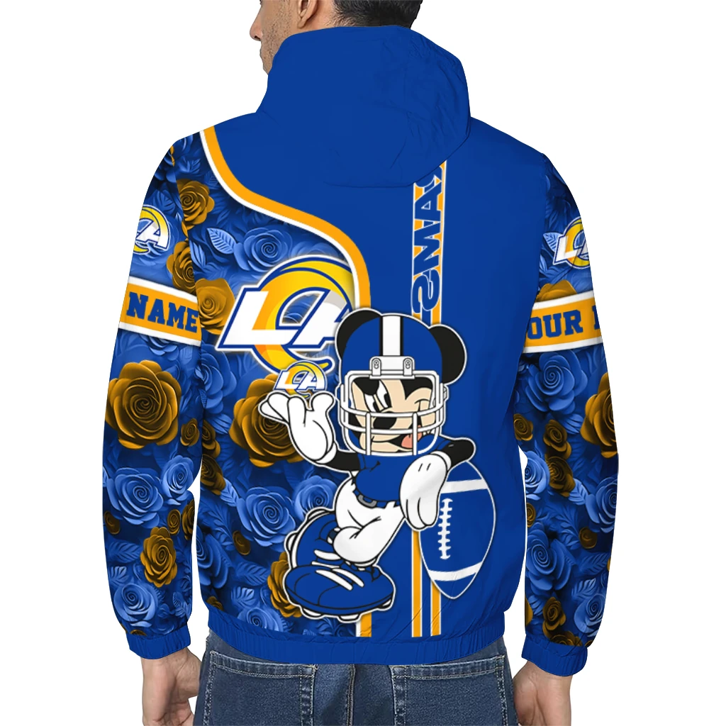 custom los angeles rams football micky mouse blue windbreaker jacket trendy custom los angeles rams football micky mouse blue windbreaker jacket trendy