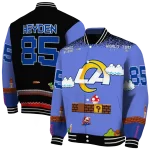 custom los angeles rams mario blocks blue black varsity jacket best selling