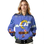 custom los angeles rams mario blocks blue black varsity jacket best selling