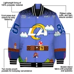 custom los angeles rams mario blocks blue black varsity jacket best selling