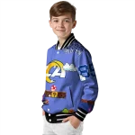 custom los angeles rams mario blocks blue black varsity jacket best selling