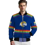 custom los angeles rams rainbow jersey number blue bomber jacket best selling