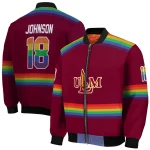 custom louisiana monroe warhawks rainbow jersey number red bomber jacket best selling
