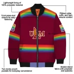 custom louisiana monroe warhawks rainbow jersey number red bomber jacket best selling