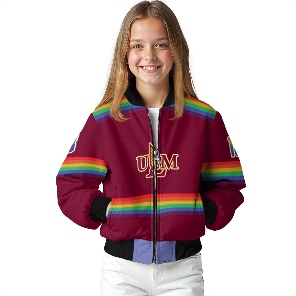 custom louisiana monroe warhawks rainbow jersey number red bomber jacket top rated custom louisiana monroe warhawks rainbow jersey number red bomber jacket top rated