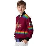 custom louisiana monroe warhawks rainbow jersey number red bomber jacket best selling