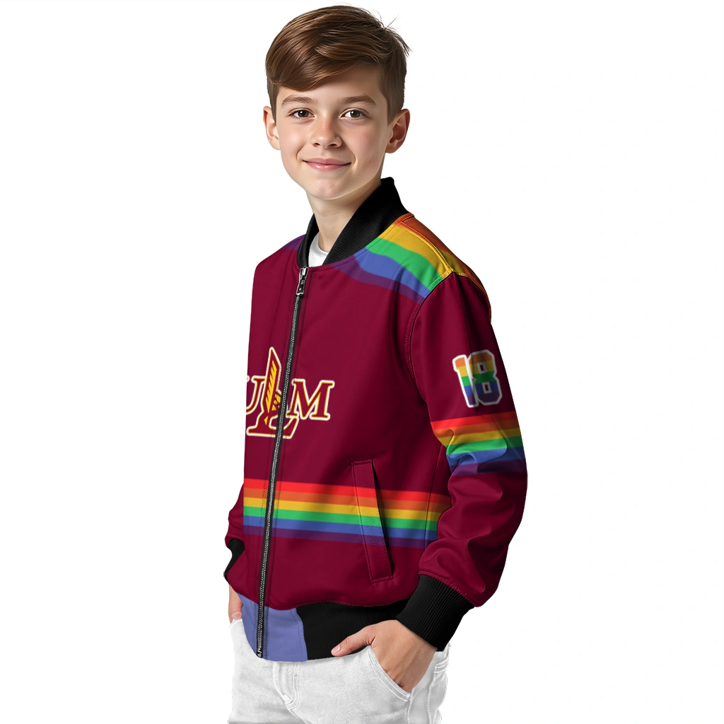 custom louisiana monroe warhawks rainbow jersey number red bomber jacket trendy custom louisiana monroe warhawks rainbow jersey number red bomber jacket trendy