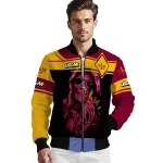 custom louisiana monroe warhawks reaper hands red black bomber jacket best selling