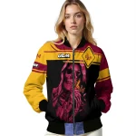 custom louisiana monroe warhawks reaper hands red black bomber jacket best selling