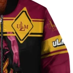 custom louisiana monroe warhawks reaper hands red black bomber jacket best selling