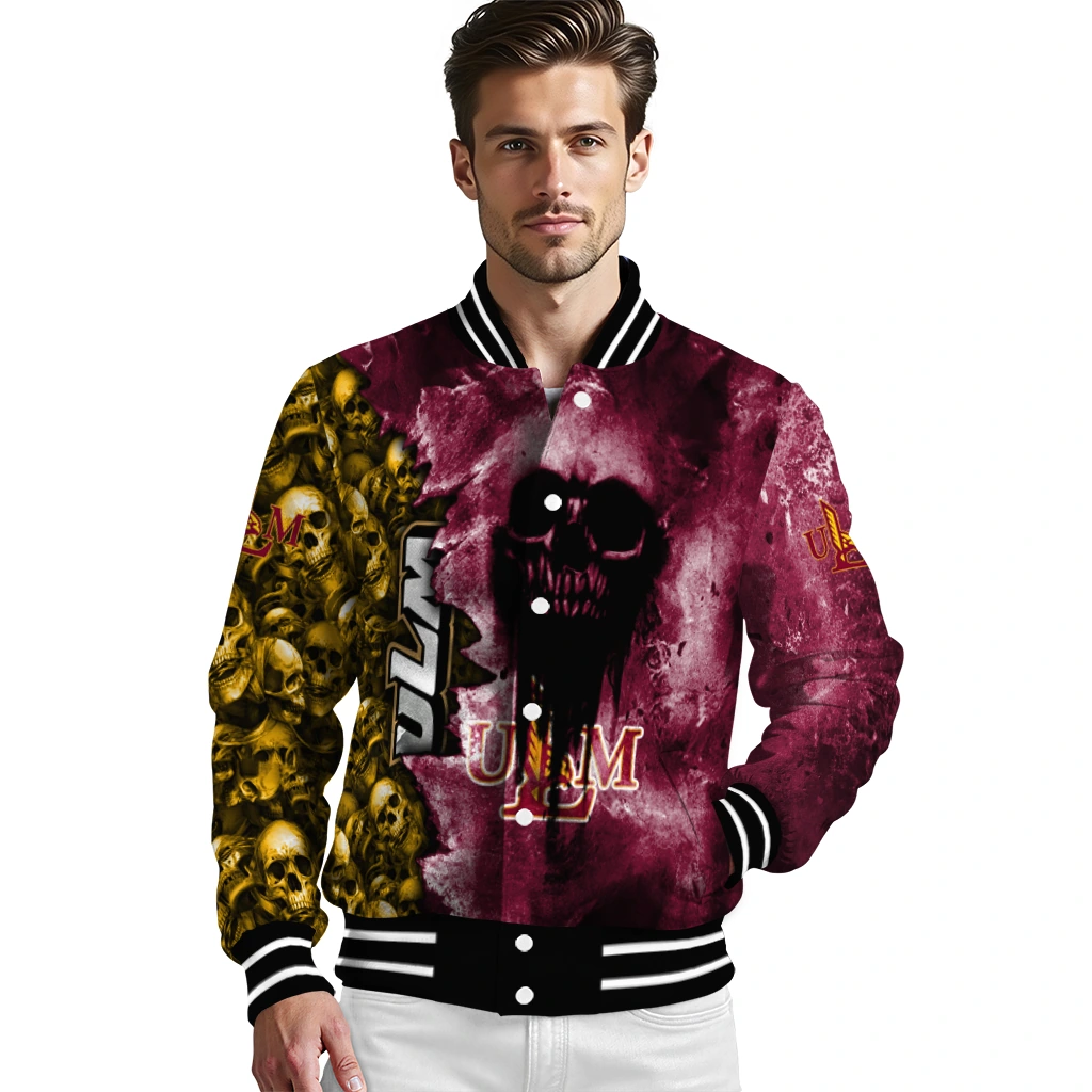 custom louisiana monroe warhawks skull cluster red varsity jacket high quality custom louisiana monroe warhawks skull cluster red varsity jacket high quality
