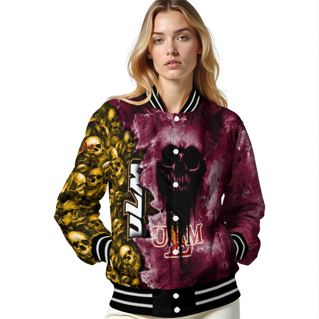 custom louisiana monroe warhawks skull cluster red varsity jacket latest model custom louisiana monroe warhawks skull cluster red varsity jacket latest model