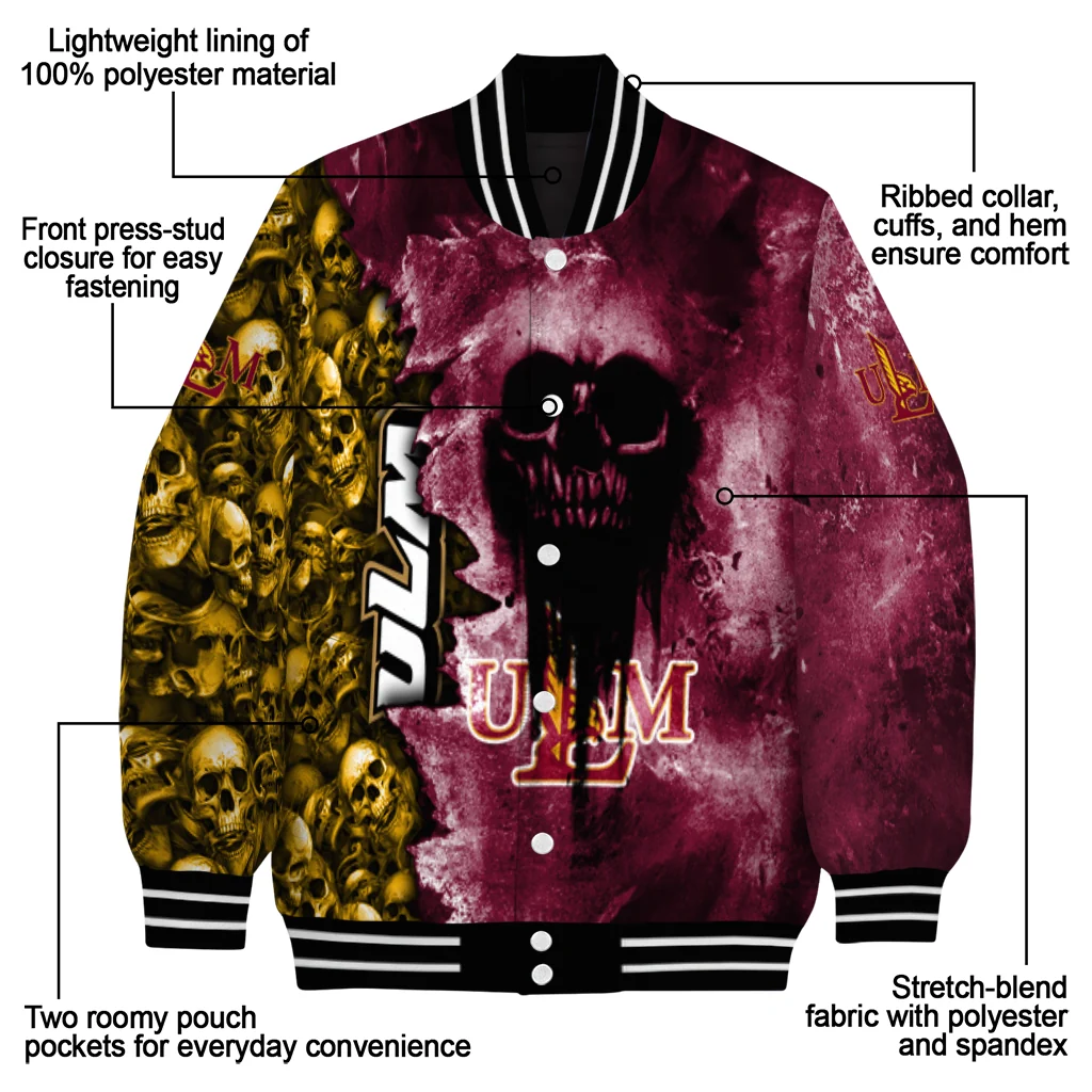 custom louisiana monroe warhawks skull cluster red varsity jacket new arrival custom louisiana monroe warhawks skull cluster red varsity jacket new arrival