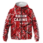 custom louisiana ragin cajuns brushstroke pattern red windbreaker jacket best selling