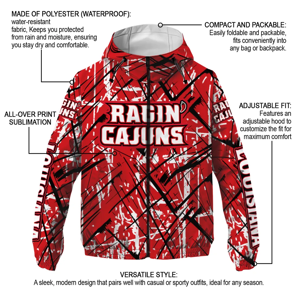custom louisiana ragin cajuns brushstroke pattern red windbreaker jacket new arrival custom louisiana ragin cajuns brushstroke pattern red windbreaker jacket new arrival