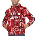 custom louisiana ragin cajuns brushstroke pattern red windbreaker jacket best selling